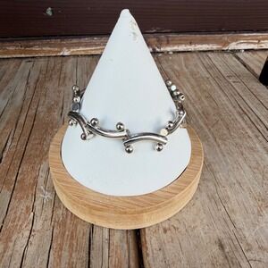 Vtg Mexico 925 Sterling Silver Bracelet Silver Modernist Orbital Link